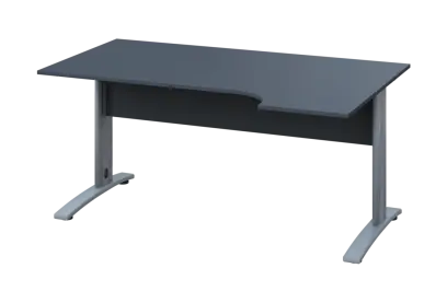 ERK 18 - 164 stůl kancelářský, rohový, pravý, kovová podnož stříbrná, deska 18 mm, široký 1600 mm, antracit